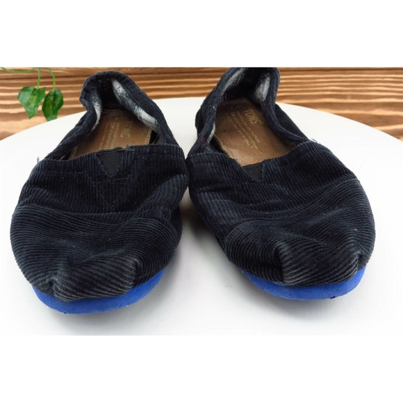 Toms Size 7 M Black Almond Toe‎ Flat Fabric Women - Picture 2 of 7